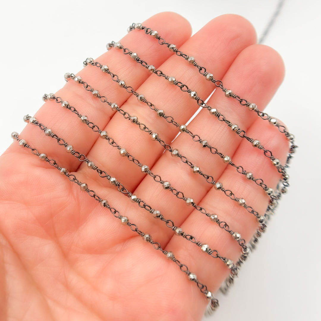 SPY3. Pyrite Wire Wrapped Beads Chain