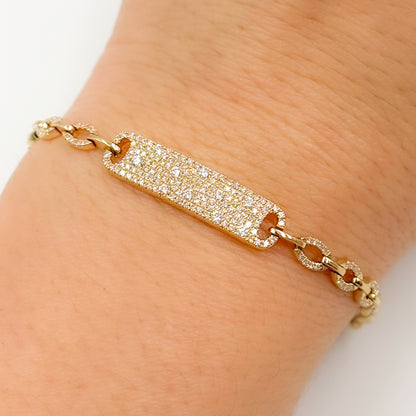 BFI61121. 14k Solid Yellow Gold Diamond Fancy Bracelet