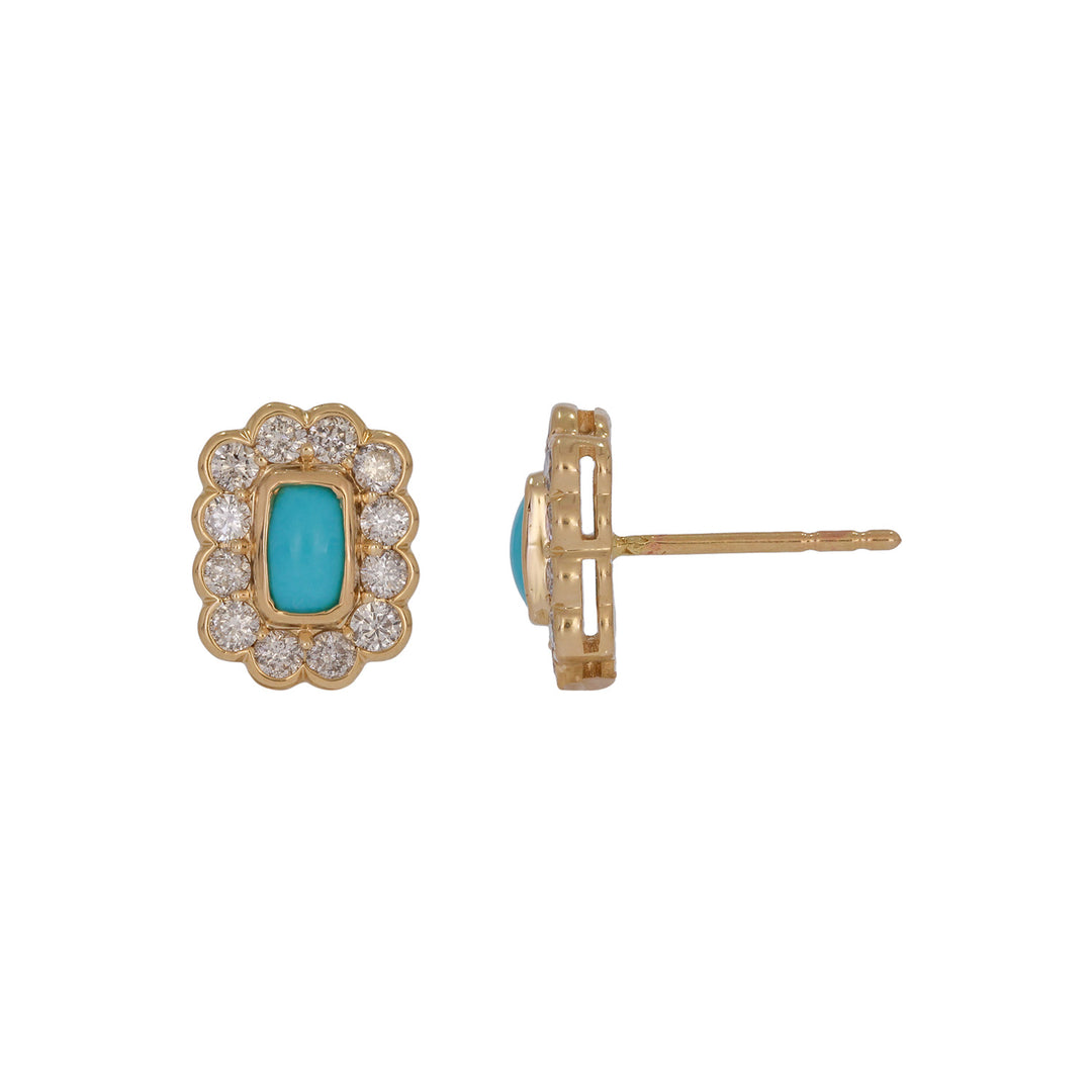 EFI54128. 14k Solid Gold Diamond and Gemstone Studs Earrings