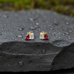 Load image into Gallery viewer, ER426237. 14k Solid Gold Diamond and Gemstone Fancy Stud Earrings