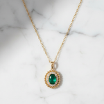 Load image into Gallery viewer, CP96735EM8X6. 18K Solid Gold Diamond &amp; Emerald Pendant