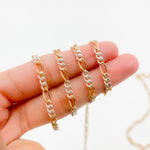 Load image into Gallery viewer, XM/3831C. 14K Gold Filled &amp; Sterling Silver Figaro Link Chain – Long Gold, Short Silver Pattern