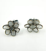 Load image into Gallery viewer, DE030. Diamond Silver Flower Studs
