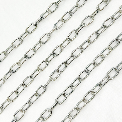 Oxidized 925 Steeling Silver Diamond Cut Cable Link Chains