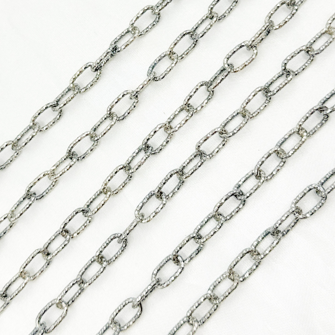 Oxidized 925 Steeling Silver Diamond Cut Cable Link Chains