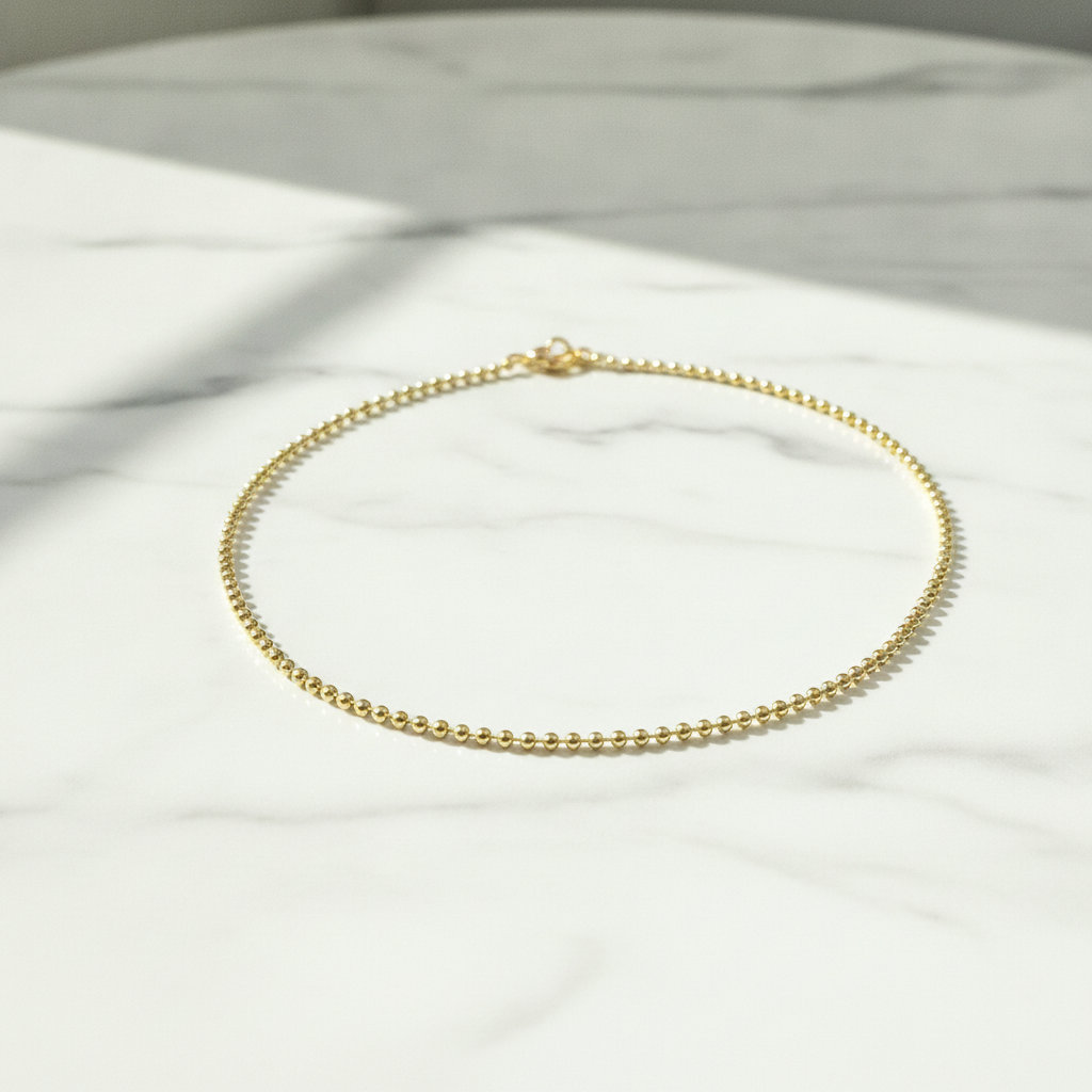 150CP. 14k Solid Yellow Gold Bead Chain