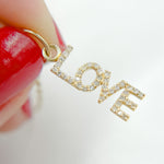 Load image into Gallery viewer, 14k Solid Gold Diamond Love Word Charm. GDP407
