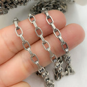 Oxidized Sterling Silver Flat Box Chains