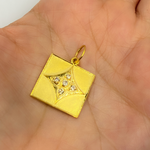 Load image into Gallery viewer, 14K Solid Gold Charm Square Pendant with Diamonds. GDP335
