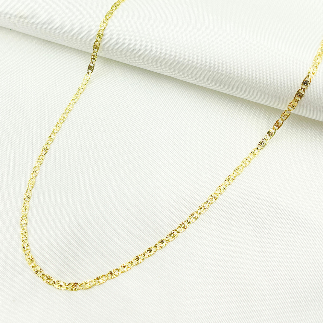 040FVAV1BPS2D4L669. 14k Solid Yellow Gold Diamond Cut Marina Link Necklace