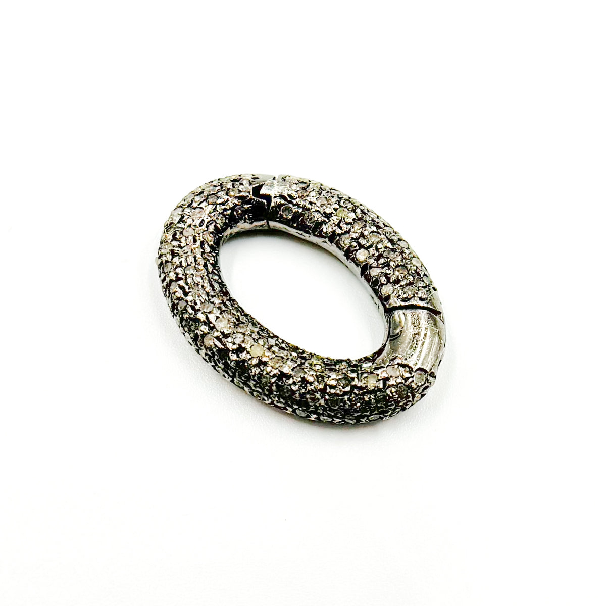 Diamond Sterling Silver Oval Hinge Clasp