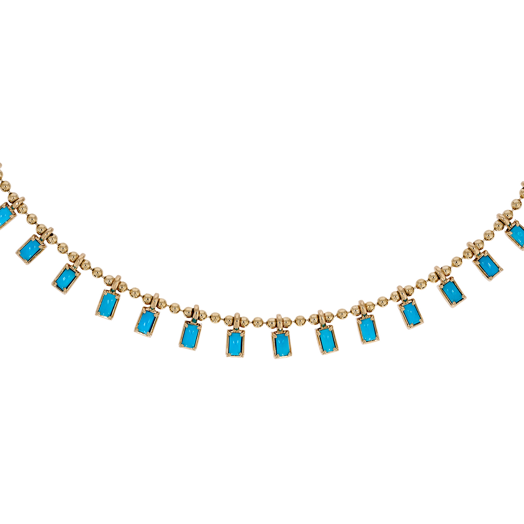 NFZ71948. 14K Solid Gold Gemstone Dangle Rectangle Necklace