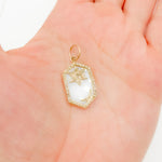 Load image into Gallery viewer, GDP583. 14K Solid Gold Star and Moon Rectangle Pendant