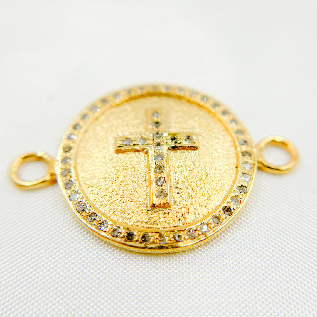 DC548. Diamond Sterling Silver Round Cross Connector