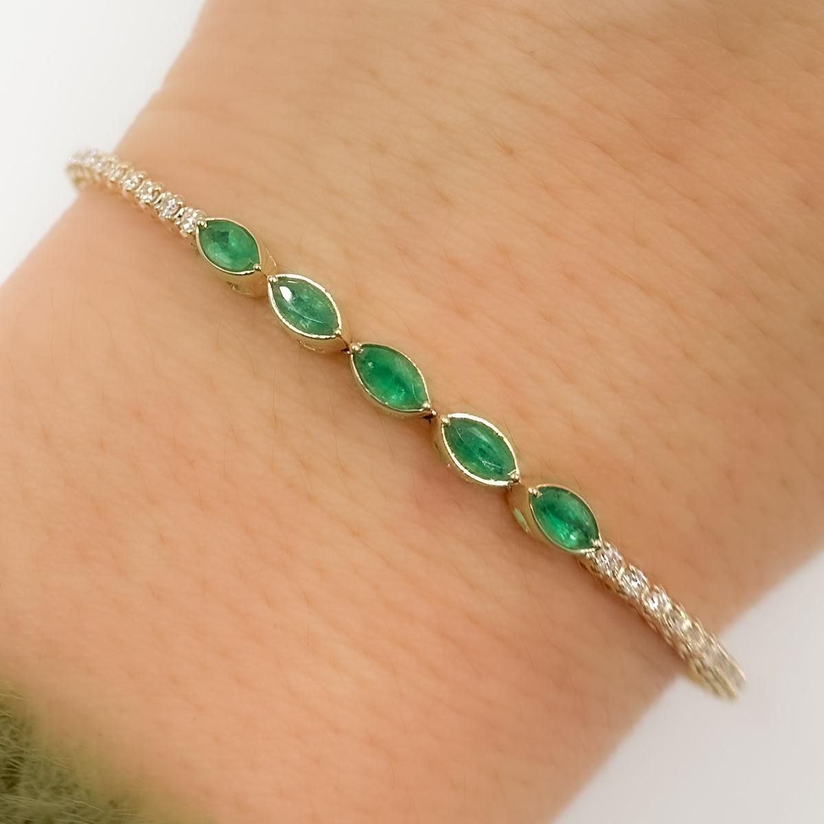 BNG68562. 14K Solid Yellow Gold Gemstone and Diamond Fancy Bangle