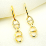Load image into Gallery viewer, 14k Solid Gold &amp; Diamonds Dangle Gucci Style Earrings. EFC52336
