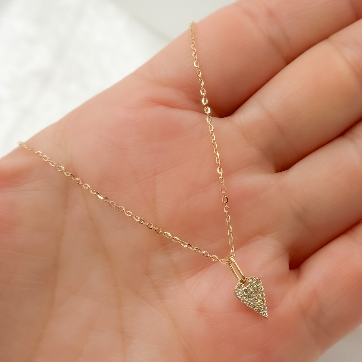 PHE38753. 14K Solid Gold Heart Shape Diamond Necklace