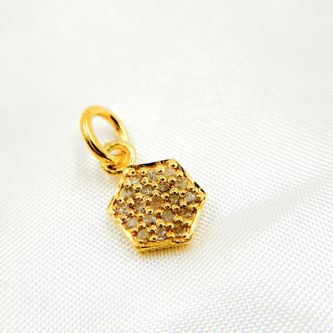 DC461. Diamond Silver Hexagon Charm