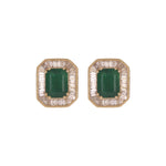 Load image into Gallery viewer, CE97217EM8X6. 14K Solid Gold Diamond and Emerald Stud Earring