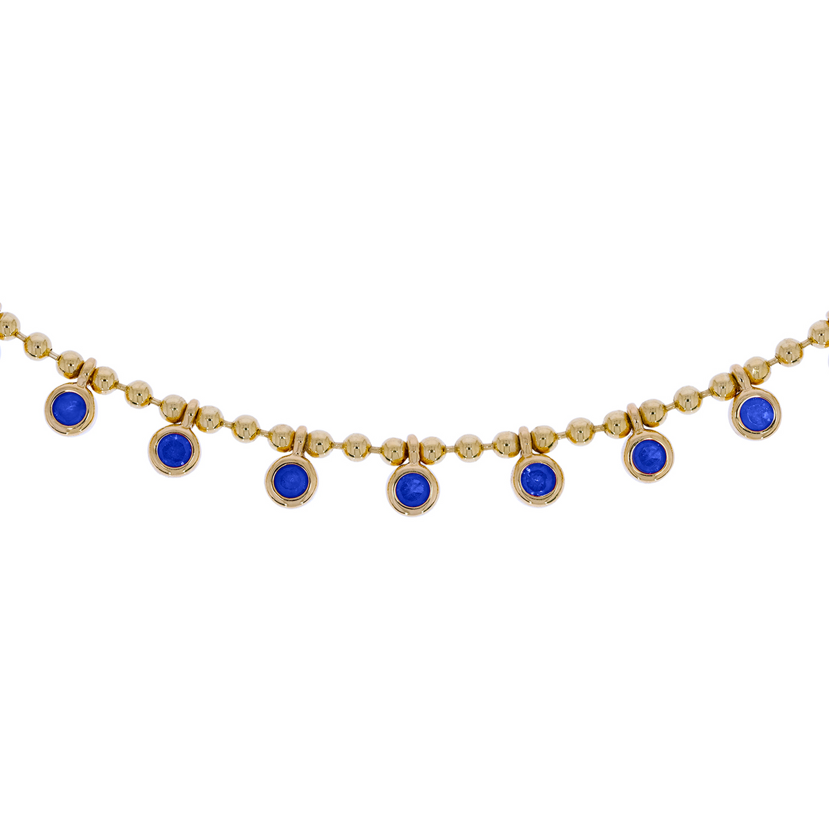 Solid Gold Ball Gemstone Necklace