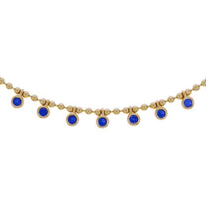 Solid Gold Ball Gemstone Necklace