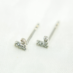 Load image into Gallery viewer, ER413639W. 14k Solid White Gold Diamond Triangle Studs
