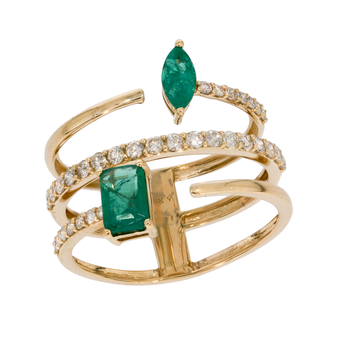 14K Solid Gold Diamond and Gemstone Ring