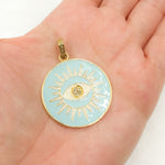 Load image into Gallery viewer, DP992A. Diamond Sterling Silver Round Sun and Eye Enamel Pendant
