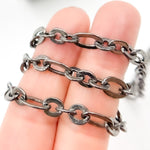 Load image into Gallery viewer, V61BR. Black Rhodium Sterling Silver Oval and Round Link Chain
