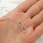 Load image into Gallery viewer, 14K Solid Gold Diamond Paperclip Shape Necklace. NT403712
