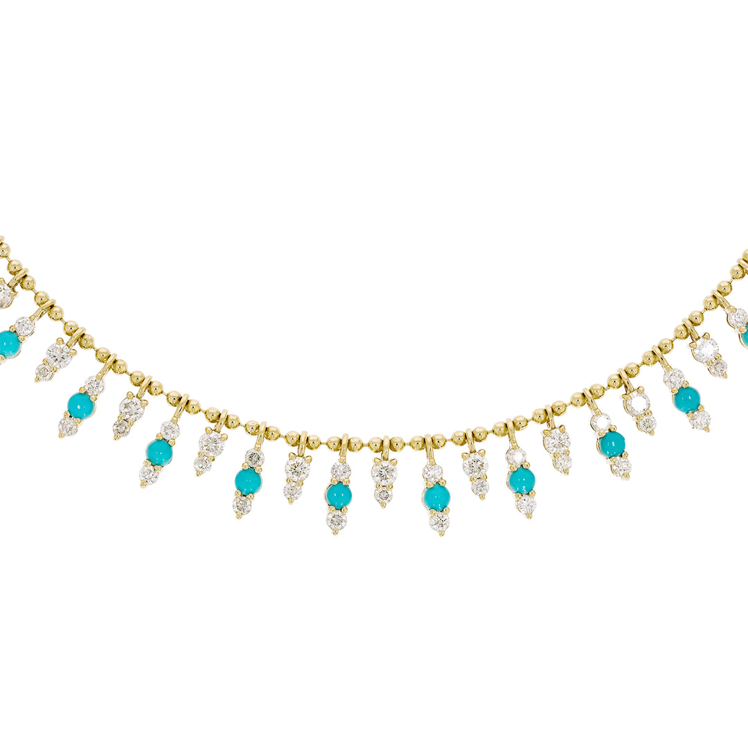 NFN71705. 14K Solid Gold Diamond and Gemstone Necklace