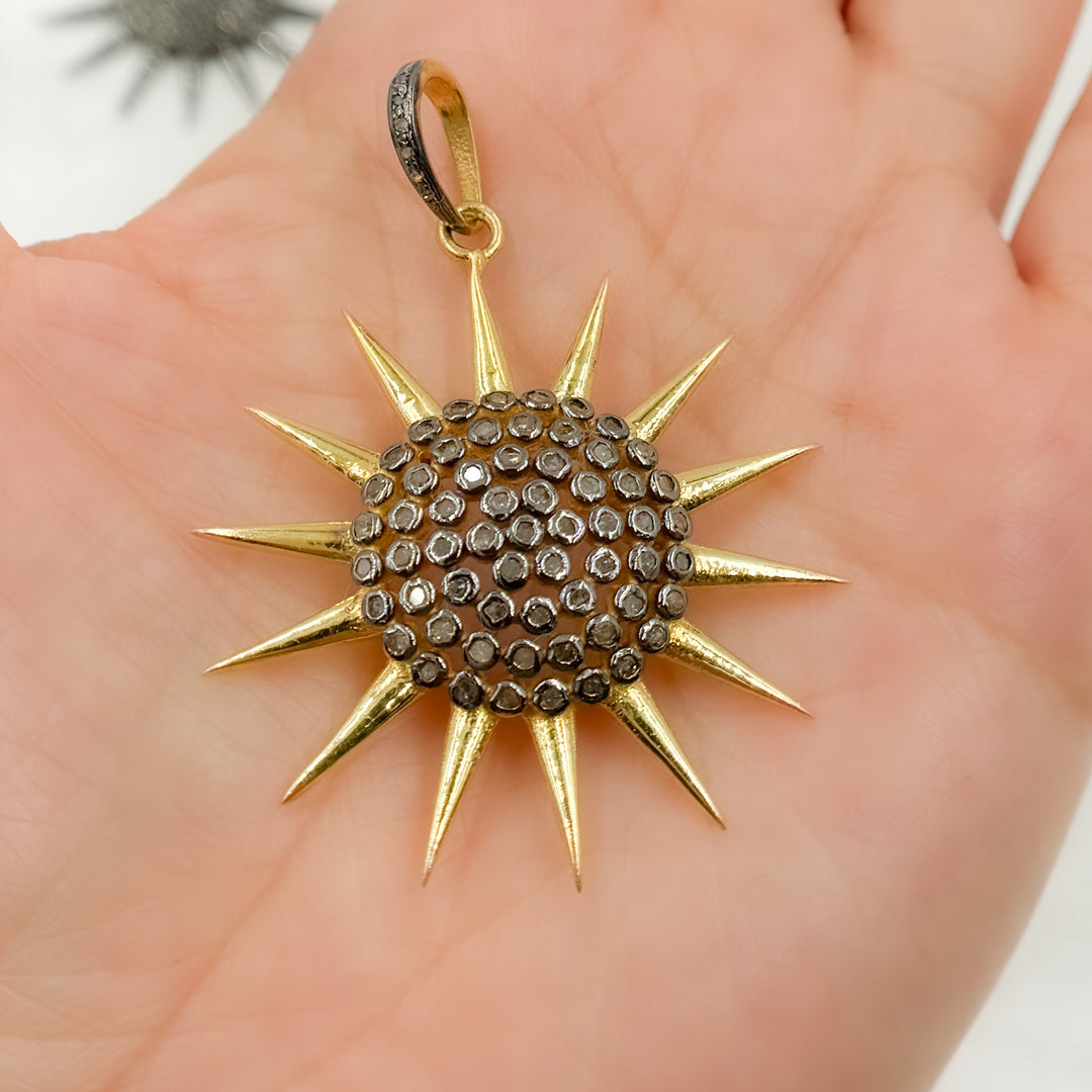 DP070. Diamond Sterling Silver Sun Pendant