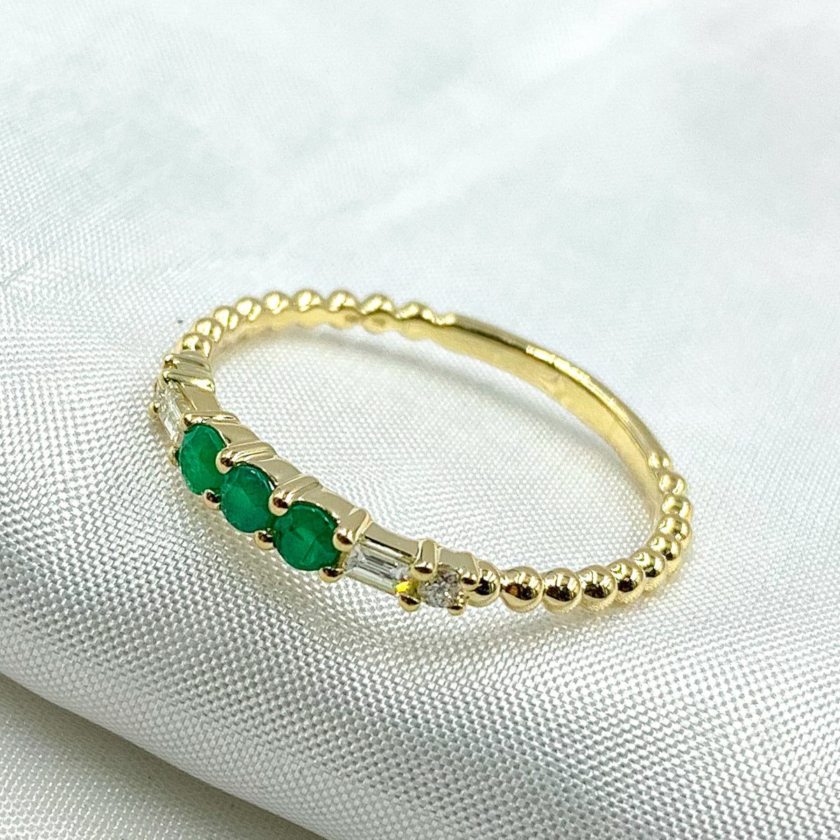 14K Solid Gold Diamond and Gemstone Ring