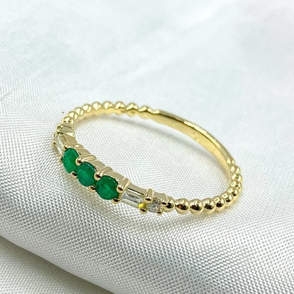 14K Solid Gold Diamond and Gemstone Ring
