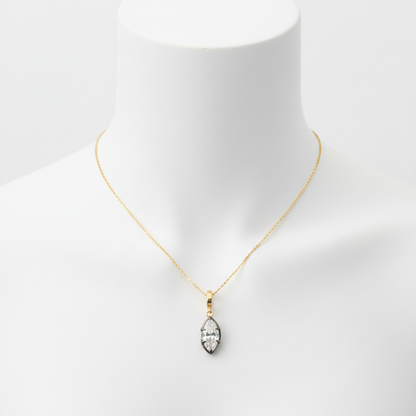 CML00353. 14K Solid Gold Marquise-Shaped Diamond Charm