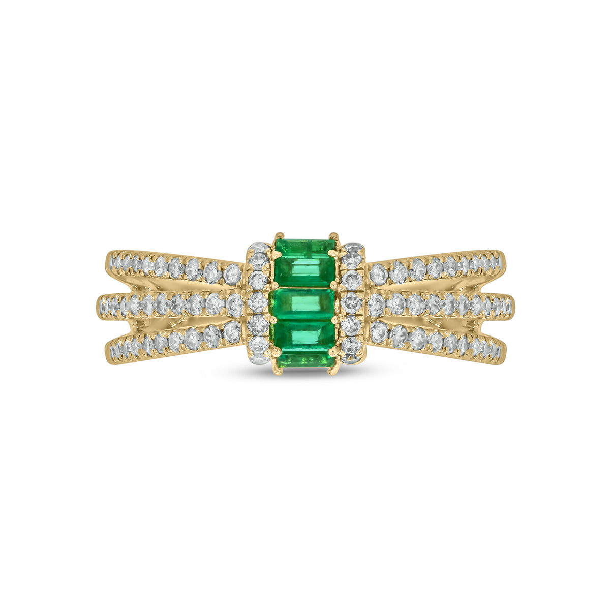 14K Solid Gold Diamond and Emerald Ring.