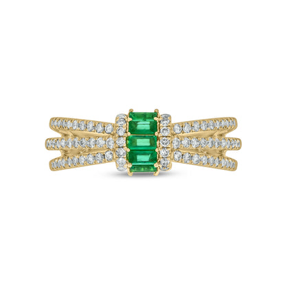 14K Solid Gold Diamond and Emerald Ring.