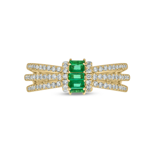 14K Solid Gold Diamond and Emerald Ring.