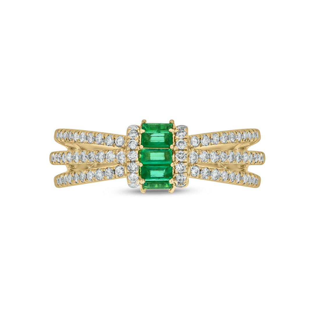 14K Solid Gold Diamond and Emerald Ring. RFF18103EM