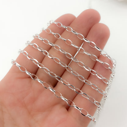 Y126DCSS. Sterling Silver Diamond Cut Oval Link Chain