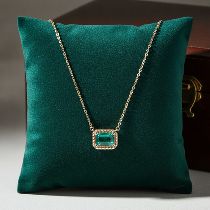 CN97471-7X5. 14K Solid Gold Octagon Gemstone Fancy Tiny Necklace
