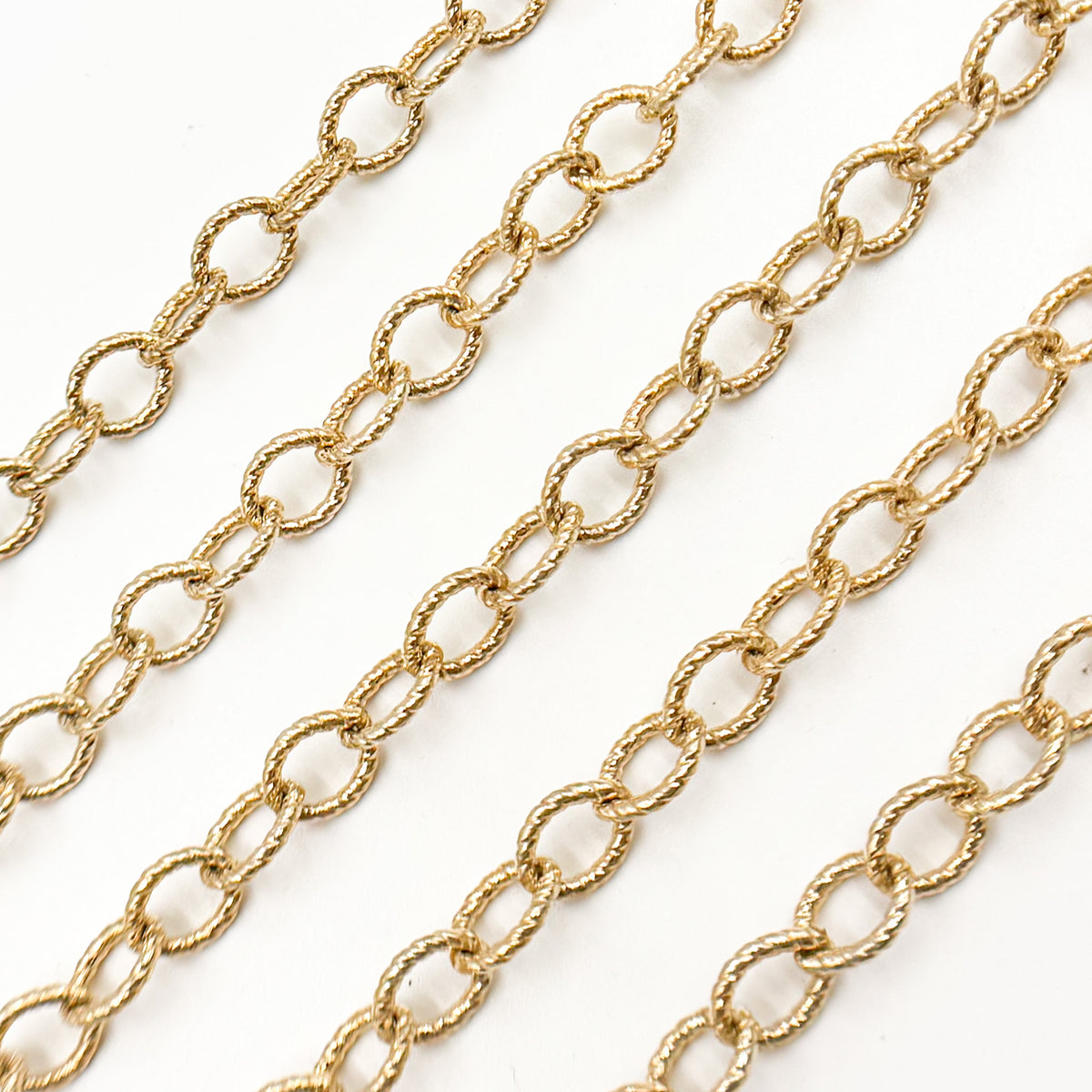 Gold Sterling Silver Twisted Round Link Chain