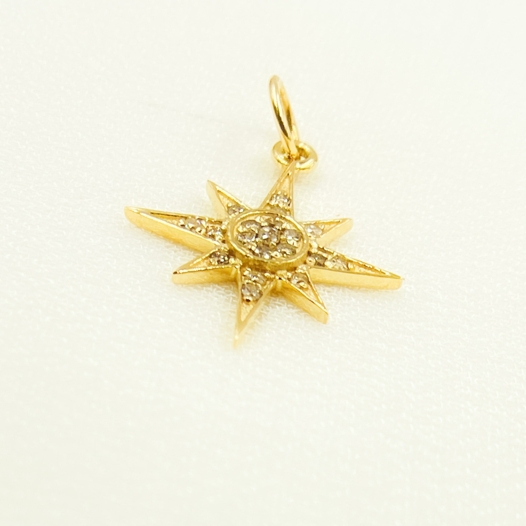 GDP208. 14K Solid Gold Diamond Star Charm