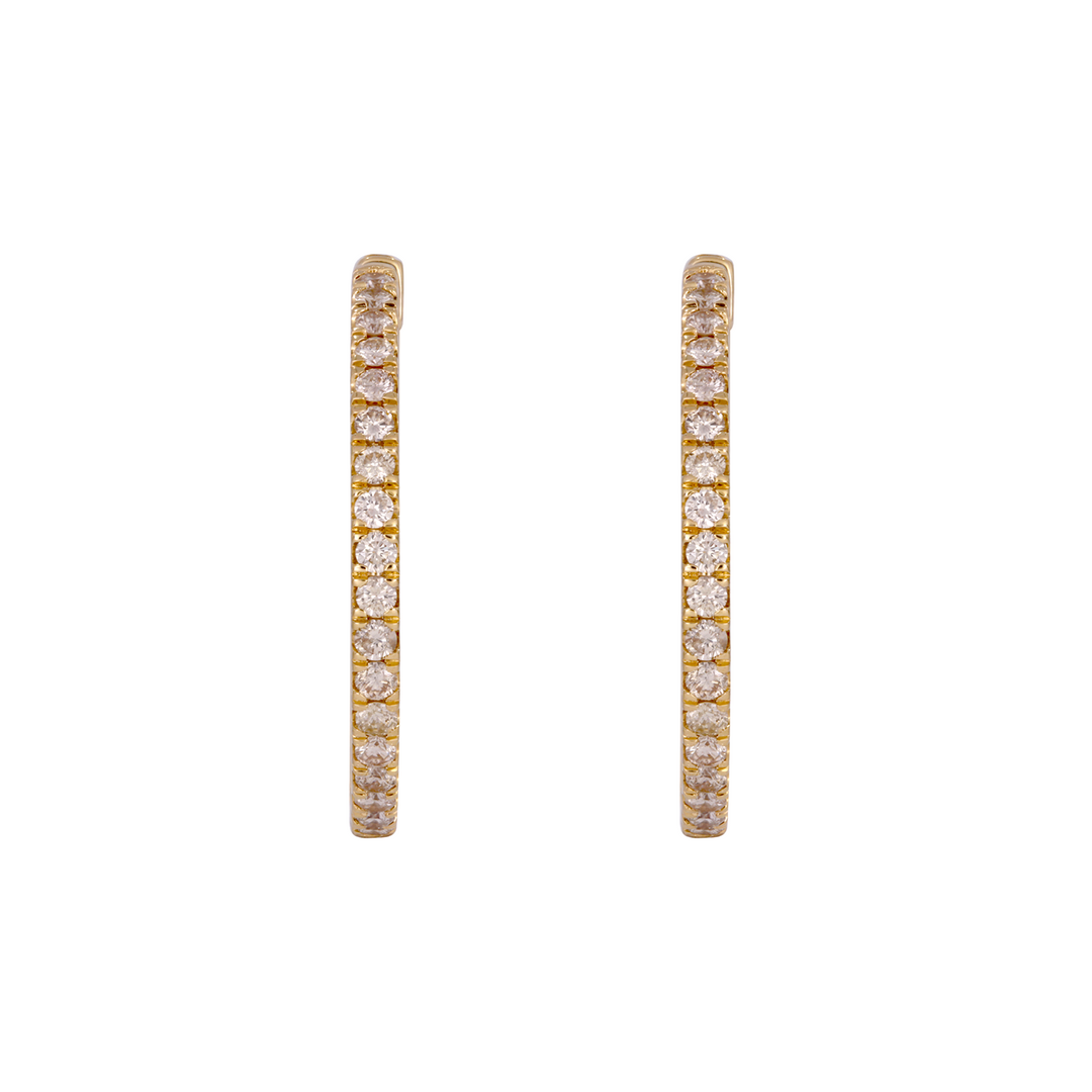 EHR56958. 14K Solid Gold Diamond Hoops