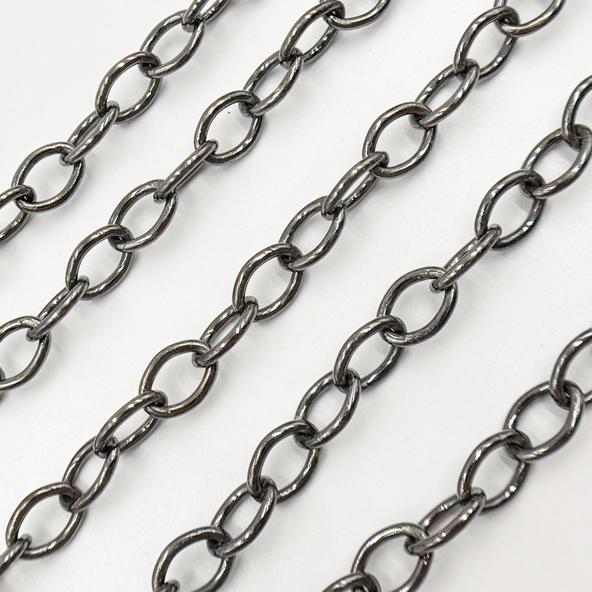 Black Rhodium Sterling Silver Smooth Cable Chain
