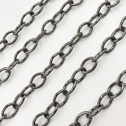 Black Rhodium Sterling Silver Smooth Cable Chain