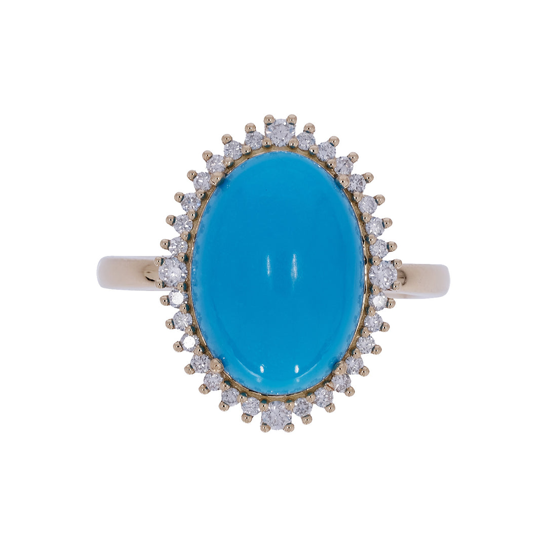 CR97301TQ13X9. 18K Sold Gold Diamond & Turquoise Ring