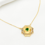 Load image into Gallery viewer, 14k Solid Gold Emerald Heart and Diamond Necklace. CN96235EM
