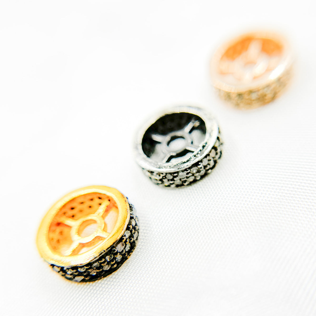 DC807. Diamond & Sterling Silver Spacer Bead