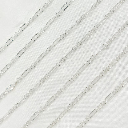Sterling Silver Diamond Cut Marina Link Chain